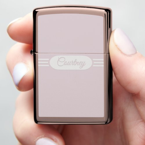 Name on Deco Style Band over Pretty Blush Pink Zippo Lighter
