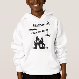 Name on Decorated Kids Halloween Pullover Hoodie