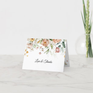 Name on Elegant Fine Art Floral Drop Letterpress Thank You Card