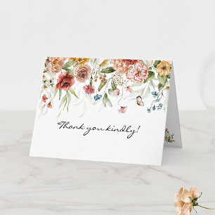Name on Elegant Fine Art Floral Drop Letterpress Thank You Card