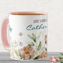Name on Elegant Watercolor Floral 11oz Combo