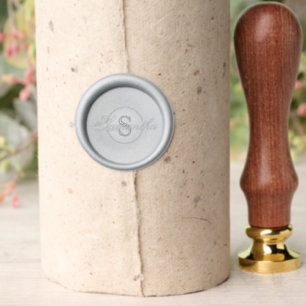 Name on Embossed Monogram Over Circle Wax Seal Stamp