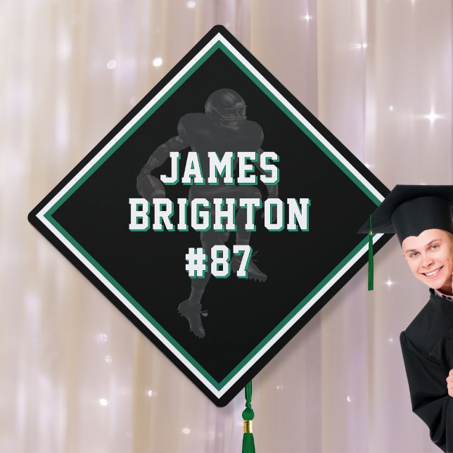 Name on Football Themed Graduation Cap Topper (Creator Uploaded)