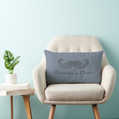 Name on Grandpas Chair Slate Gray Lumbar Pillow