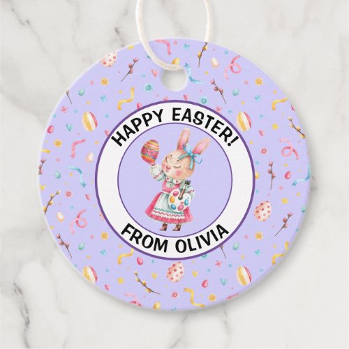 Name on Happy Easter 2_in Round  Favor Tags