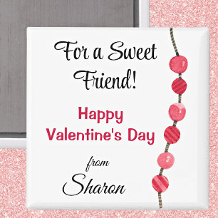 Name on Happy Valentine's Day 2-in Square Magnet