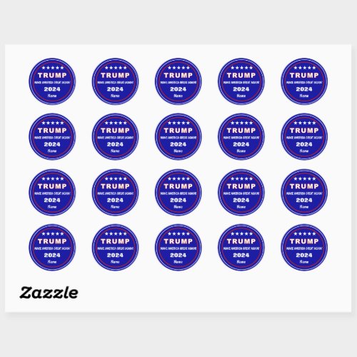 Name on Modern Trump 2024 MAGA 15 or 3_inch Classic Round Sticker