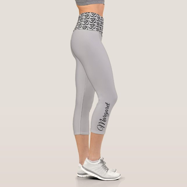 Name on Om Symbol High Waisted Capri Leggings (Right)