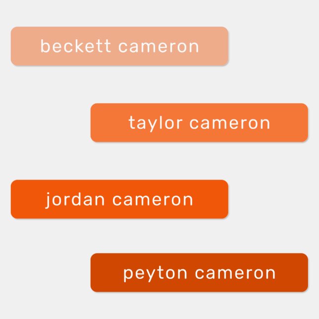 Name on Orange Adhesive Labels (Group)