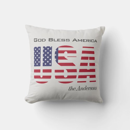 Name on Patriotic Bold USA 16x16 Pillow