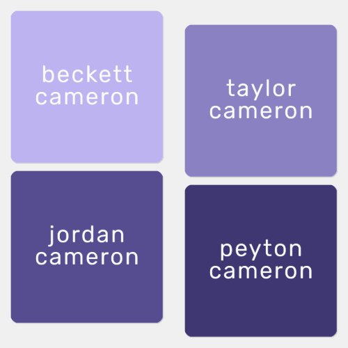 Name on Purple Iron On Clothing Labels