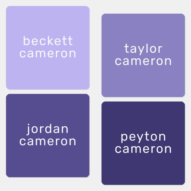 Name on Purple Iron On Clothing Labels (Group)