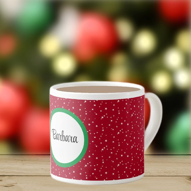Name on Red & White Stars 6oz Espresso Cup (Creator Uploaded)