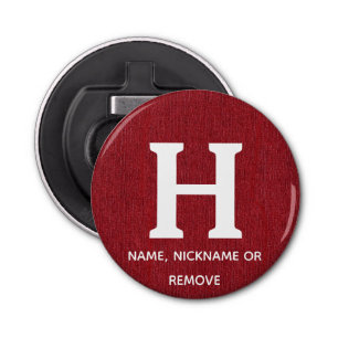 Name on Ruby Red Denim Print 2.25" Magnet Bottle Opener