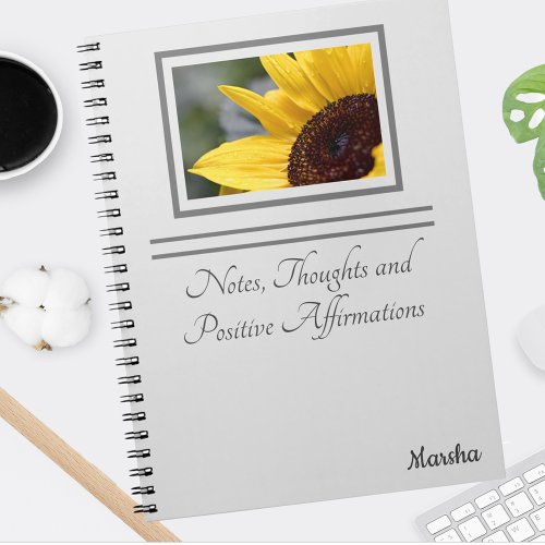 Name on Sunflower Petals with Dewdrops Notebook