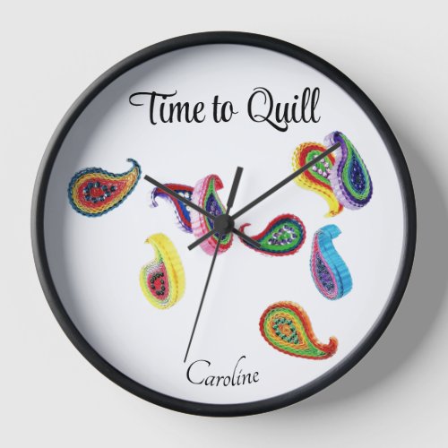 Name on Time to Quill Paisley 10_inch Round Clock