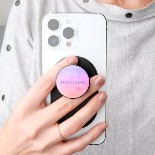Name on Vibrant Rainbow Blend Ombr Watercolor  PopSocket