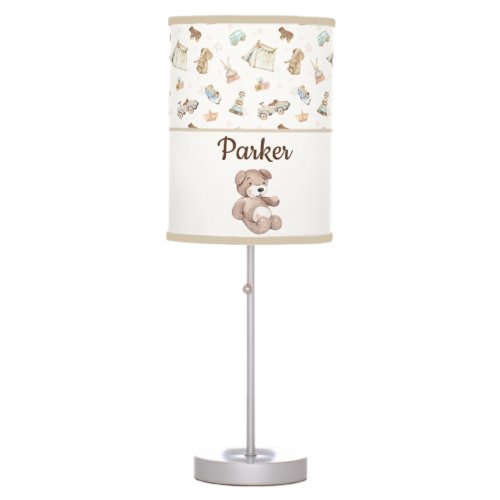 Name on Vintage Toys Teddy Bear Boho Decor Table Lamp