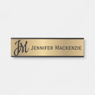 Name Only Monogram Faux Gold Office Door Sign