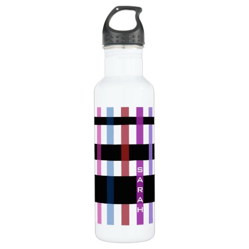 Name or Initials  Modern Weaving Stripes Stainless Steel Water Bottle