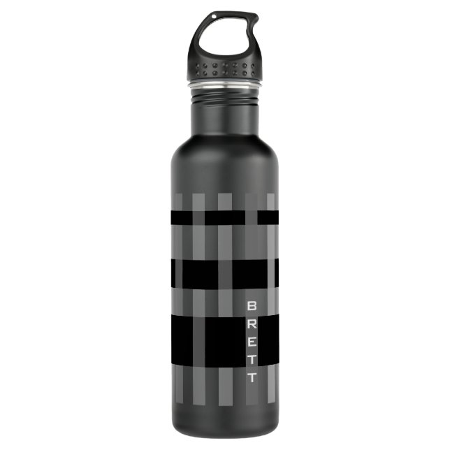 Name or Initials & Modern Weaving Stripes Water Bottle (Front)