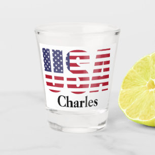 Name or Initials   Patriotic USA Flag Stencil Shot Glass