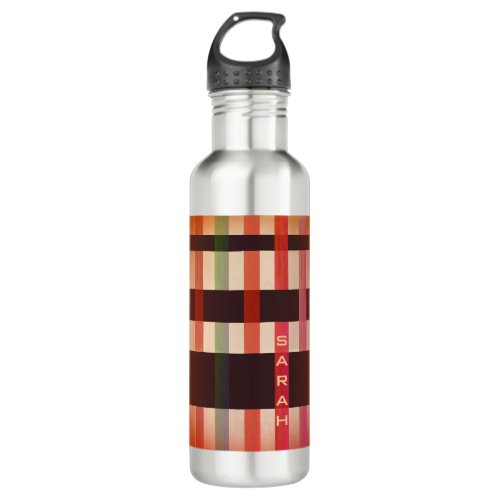 Name or Initials  Vintage Weaving Stripes Stainless Steel Water Bottle