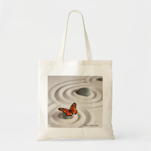 Name or Text on Zen Garden Monarch Butterfly Tote Bag