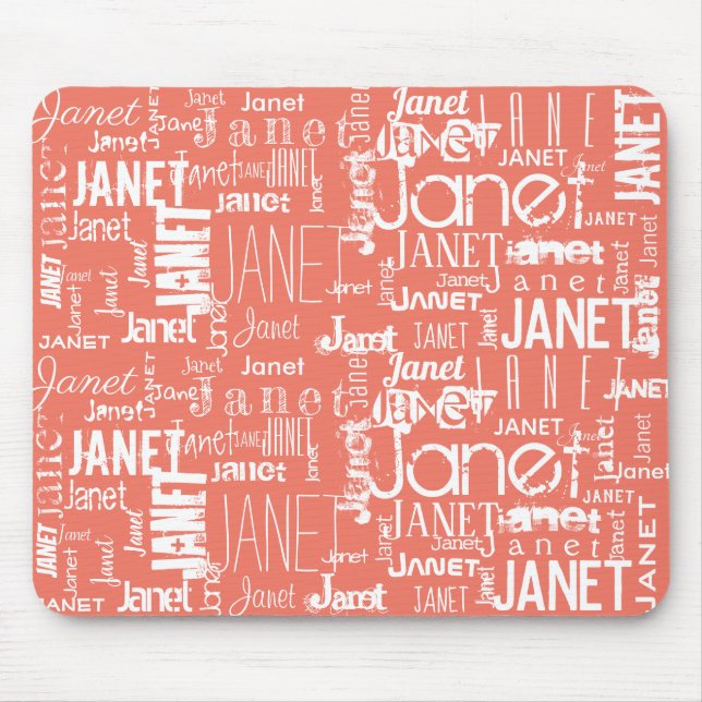 Name Orange and White Word Cloud | Personalize Mouse Pad (Front)