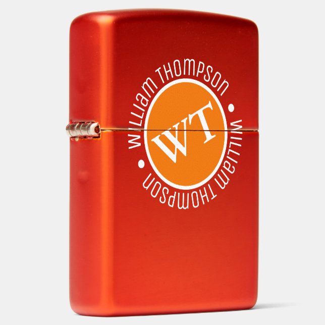 Name (orange circle monogram) Cool  Zippo Lighter (Right)