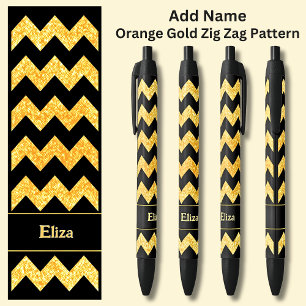 Name Orange Gold Zig Zag on Black Pen