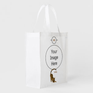 Name Orange Paisley Bengal Kitten Yoga Stretching Grocery Bag