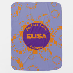 Name Orange Purple Circle Squares Pretty Pattern   Baby Blanket