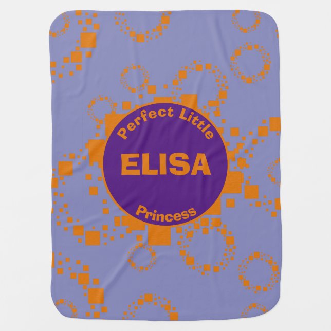 Name Orange Purple Circle Squares Pretty Pattern   Baby Blanket (Front)
