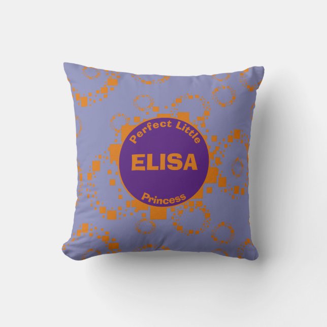 Name Orange Purple Circle Squares Pretty Pattern Throw Pillow (Front)