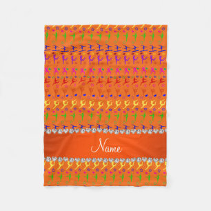 Name orange rainbow gymnastics hearts stars fleece blanket