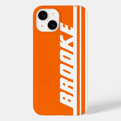 Name orange  white stripe sport iPhone case