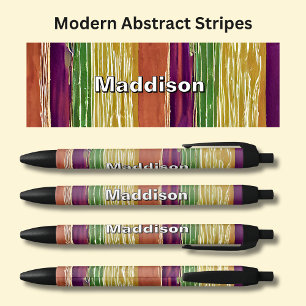 Name - Orange Yellow Brown Tones Abstract Stripes Pen
