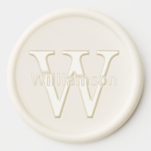Name Over Simple Bold Single Initial Monogram #2 Wax Seal Sticker