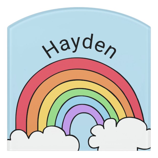 Name Over the Rainbow Personalised Door Sign (Contour Front)