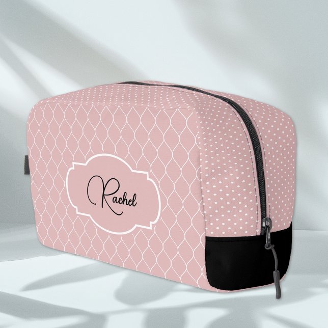 Name || Pale Blush Pink Stylish Trellis Pattern Dopp Kit (Creator Uploaded)