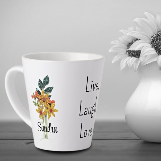 Name, Paper Quilled Flowers Positive Words 12oz Latte Mug (Creator Uploaded)