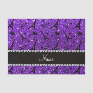 Name paris eiffek tower indigo purple glitter tissue paper