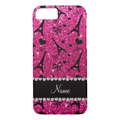 name paris eiffel tower neon hot pink glitter iPhone 87 case