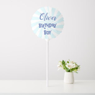Name Pastel Blue Peppermint Swirl Birthday Boy  Balloon