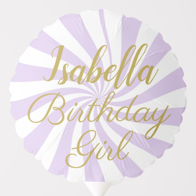Name Pastel Purple Peppermint Swirl Birthday Girl Balloon (Front)
