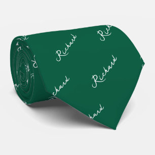 Name Pattern Black and White Neck Tie