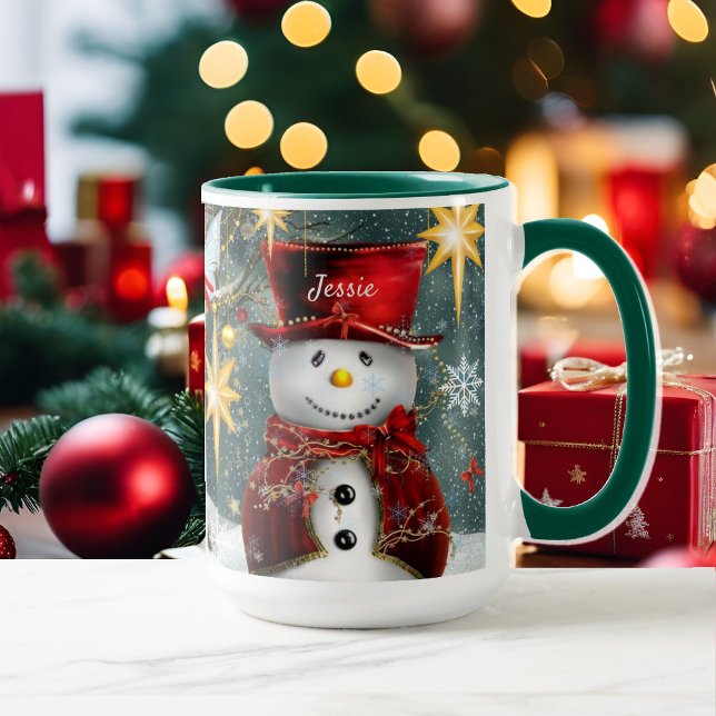 Name Personalize Christmas Snowman Coffee Mug (Creator Uploaded)