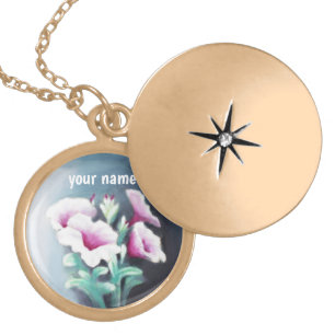 Name personalized, beautiful Flowers, elegant Gold Plated Necklace