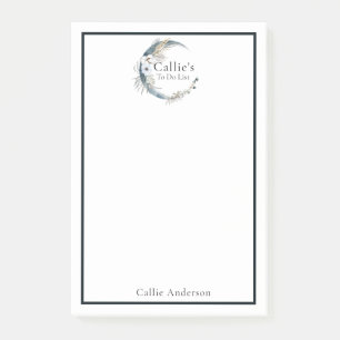 Name Personalized Blue Moon and Flowers Notes